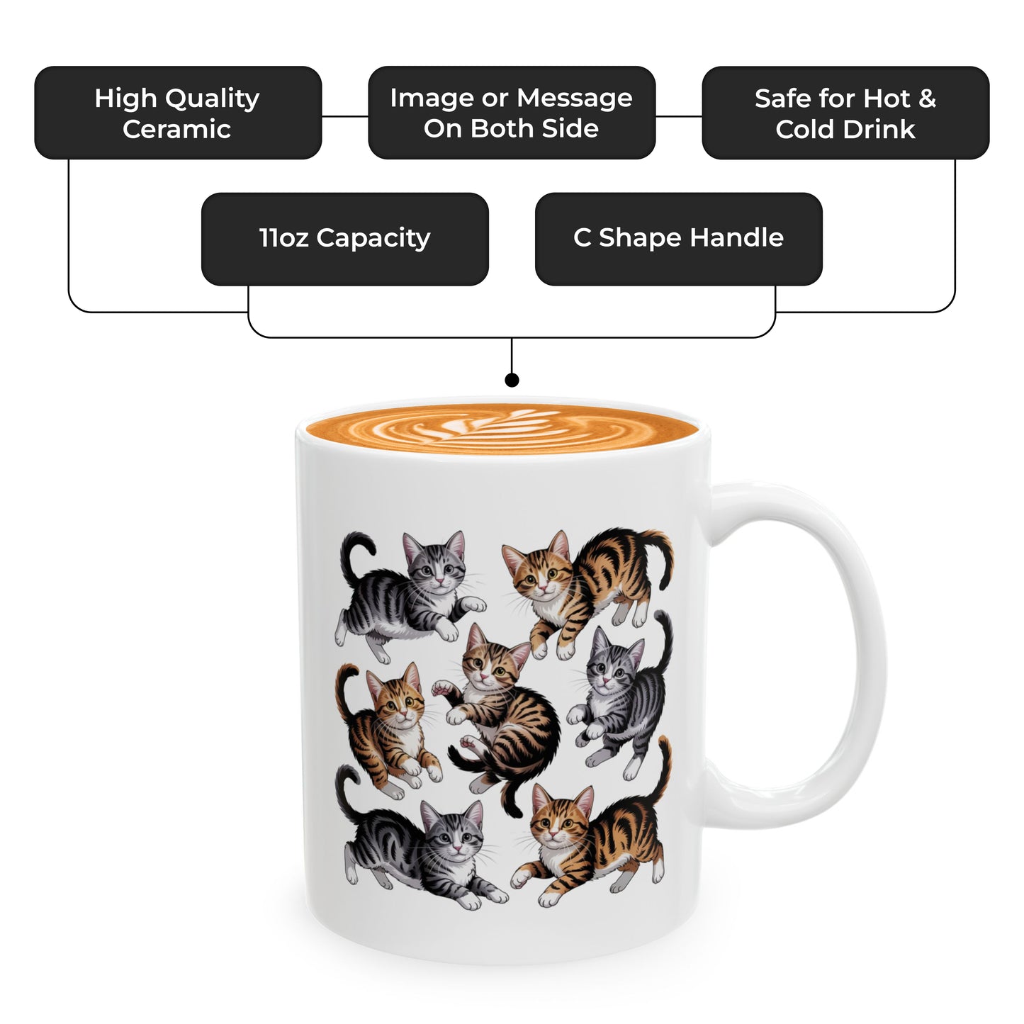 Tabby Tuxedo Cat Mug – Funny Cat Mugs for Women – Cat Themed Coffee Mug Gift for Women, Men, and Cat Owners