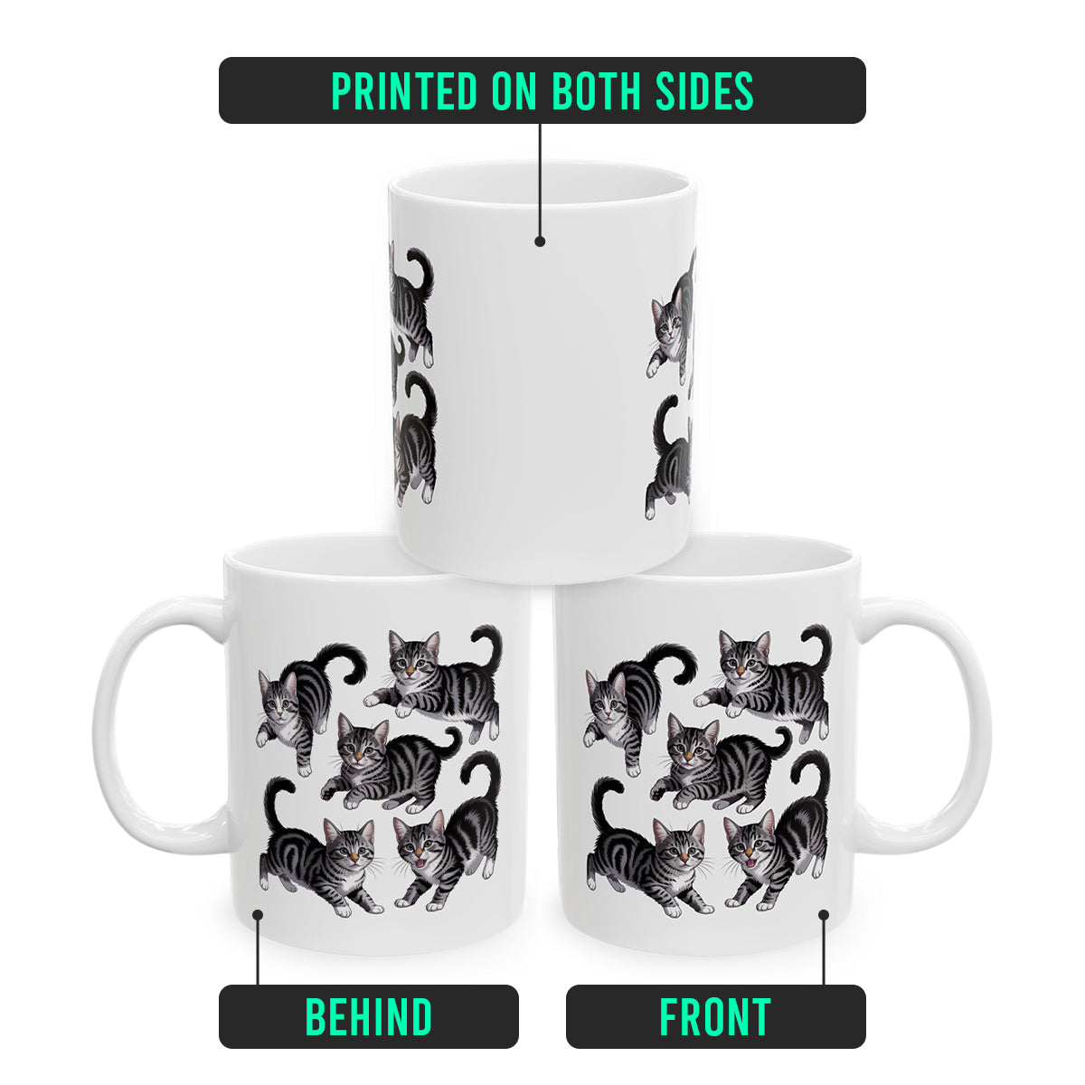 Grey Tuxedo Cat Mug – Cat Lover Coffee Mug for Her or Him – Great Christmas Gift for Wife, Husband, or Best Friend