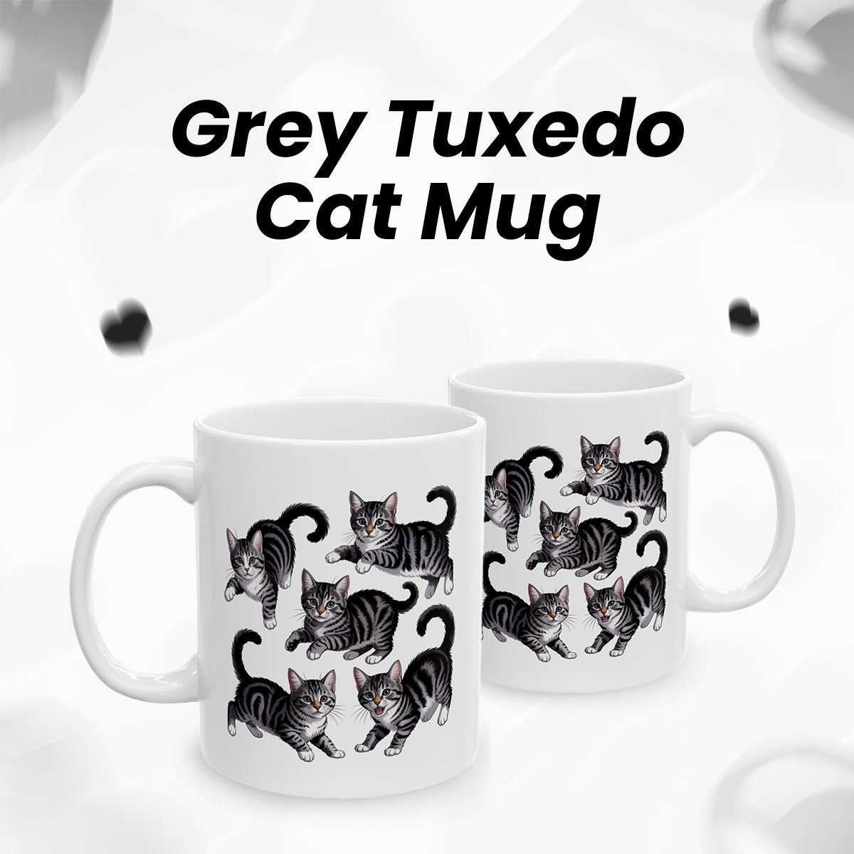 Grey Tuxedo Cat Mug – Cat Lover Coffee Mug for Her or Him – Great Christmas Gift for Wife, Husband, or Best Friend