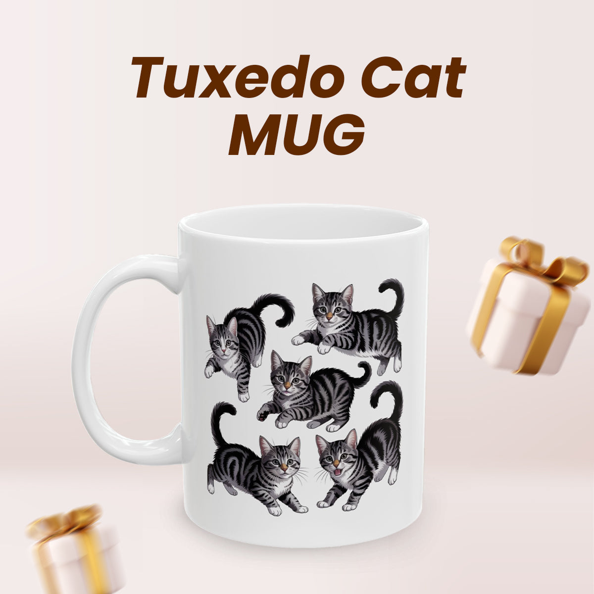 Grey Tuxedo Cat Mug – Cat Lover Coffee Mug for Her or Him – Great Christmas Gift for Wife, Husband, or Best Friend