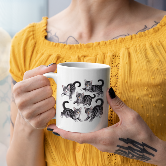 Grey Tuxedo Cat Mug – Cat Lover Coffee Mug for Her or Him – Great Christmas Gift for Wife, Husband, or Best Friend