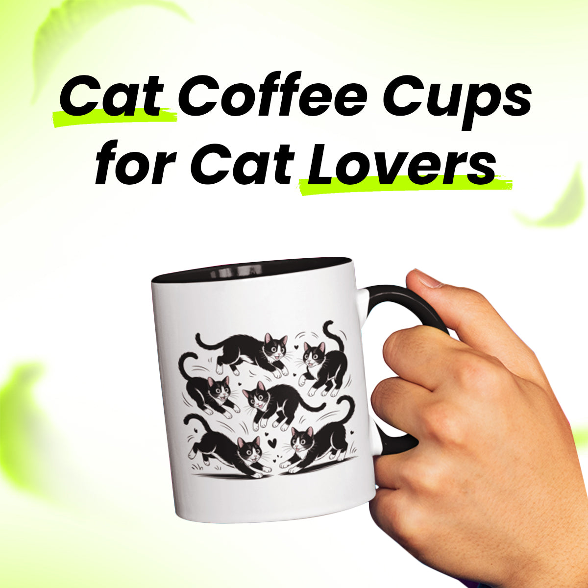 Tuxedo Cat Themed Coffee Mug – Funny Cat Lover Mug for Women, Men, Wife, Husband, or Friend – Ceramic Cat Cup Black Accent 11oz