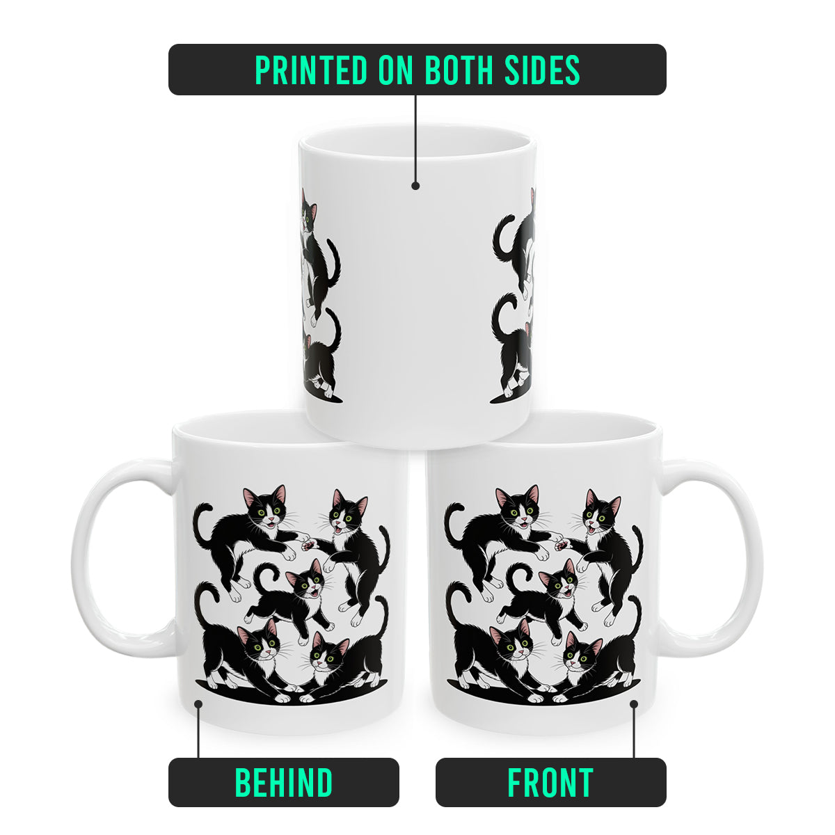Tuxedo Cat Coffee Mug – Funny Tuxedo Cat Lover Gift for Women and Men – Cute Cat Themed Ceramic Cup 11oz