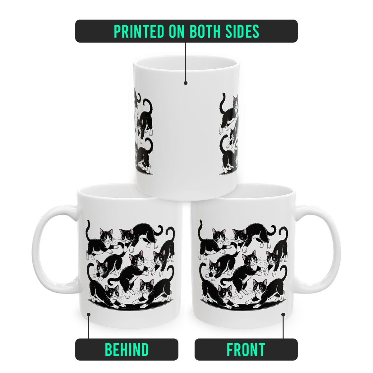 Tuxedo Cat Mug – Funny Black and White Cat Themed Cup – Cute Christmas Gift for Wife, Husband, Cat Lover Friend