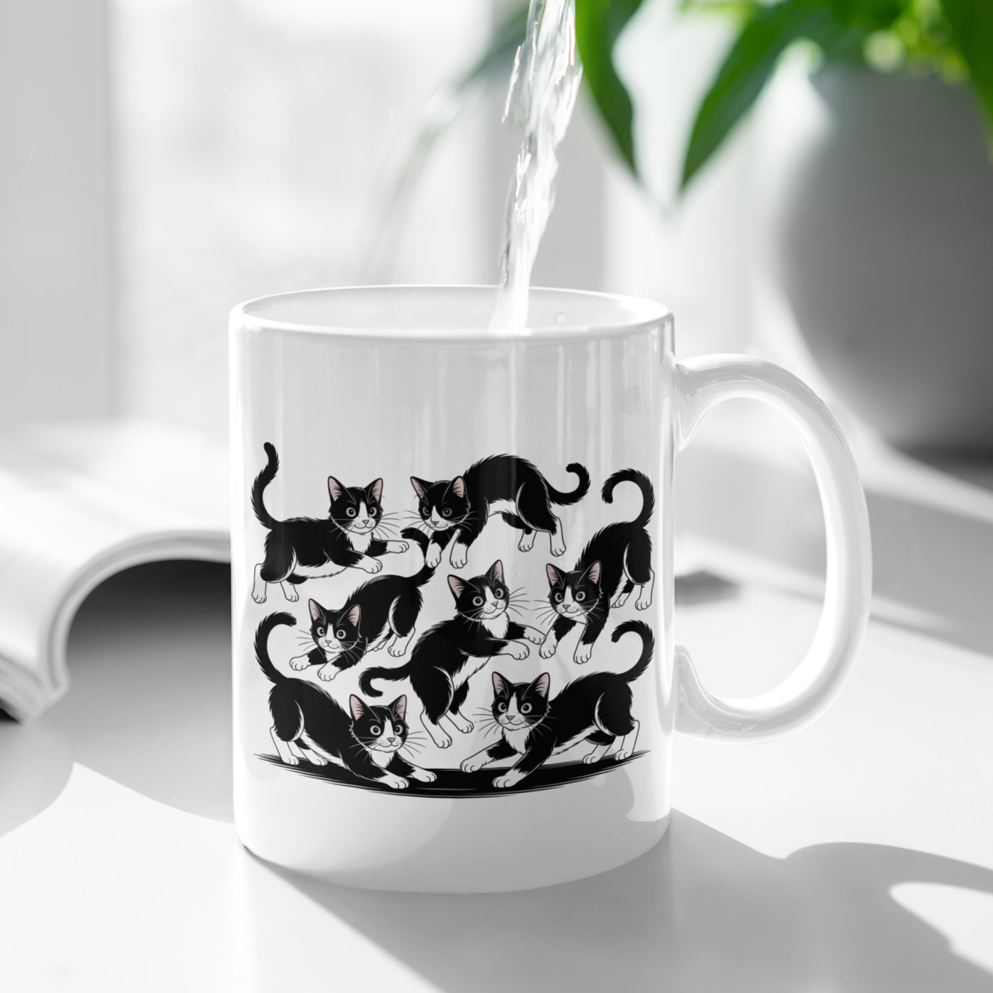 Tuxedo Cat Mug – Funny Black and White Cat Themed Cup – Cute Christmas Gift for Wife, Husband, Cat Lover Friend