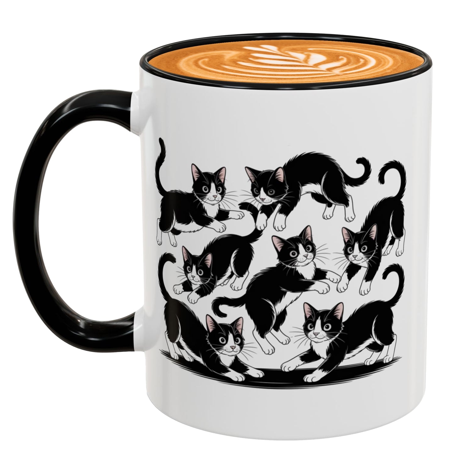 Tuxedo Cat Travel Mug – Black White Tuxedo Cat Playful Postures – Great for Cat Loving Friends, Teachers, and Coworkers