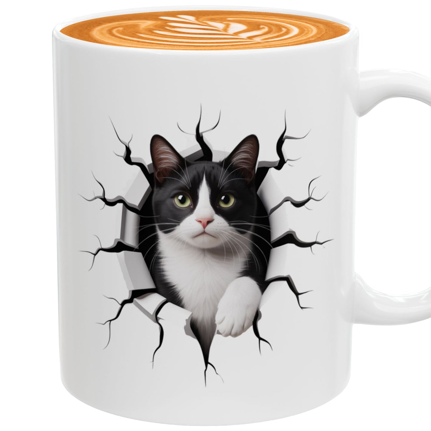 Tuxedo Cat Mug – Black and White Cat Themed Ceramic Cup – Funny Tuxedo Cat Lover Gift for Women and Men