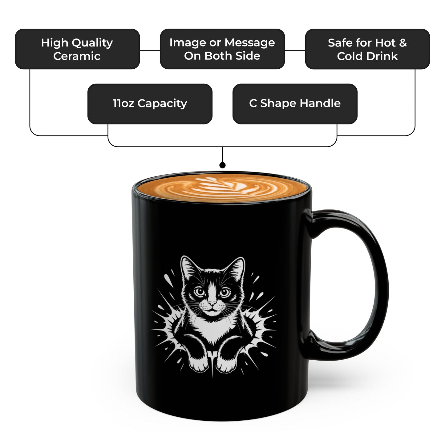 Tuxedo Cat Coffee Mug – Funny Tuxedo Cat Lover Gift for Women and Men – Cute Cat Themed Ceramic Cup 11oz