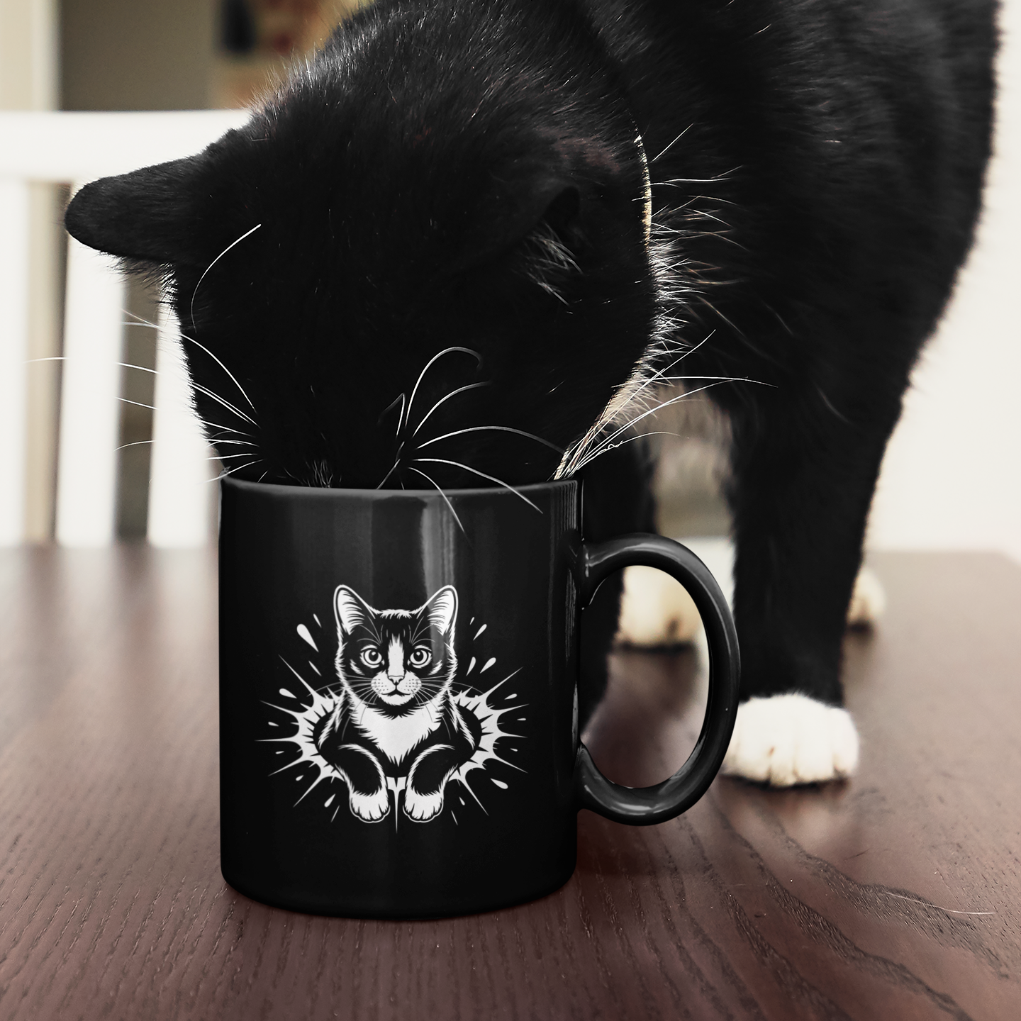 Tuxedo Cat Coffee Mug – Funny Tuxedo Cat Lover Gift for Women and Men – Cute Cat Themed Ceramic Cup 11oz