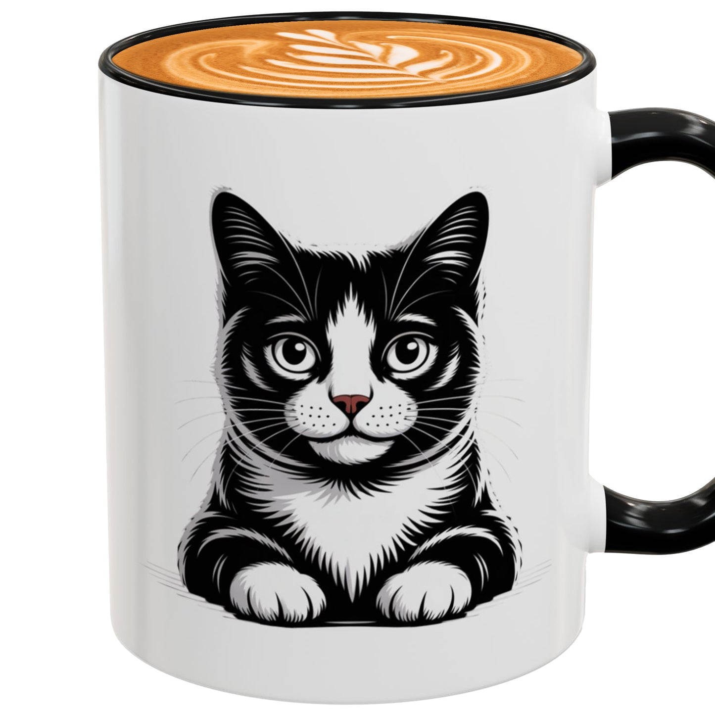 Black White Tuxedo Cat Mug – Cat Lover Coffee Cup for Women and Men – Ideal Present for Cat Moms, Cat Dads, and Friends