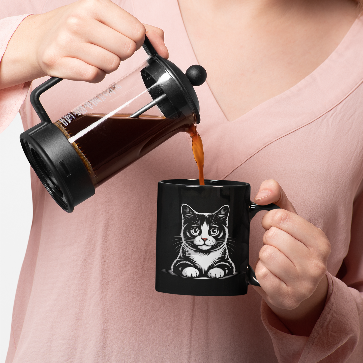 Black White Tuxedo Cat Mug – Cat Lover Coffee Cup for Women and Men – Ideal Present for Cat Moms, Cat Dads, and Friends