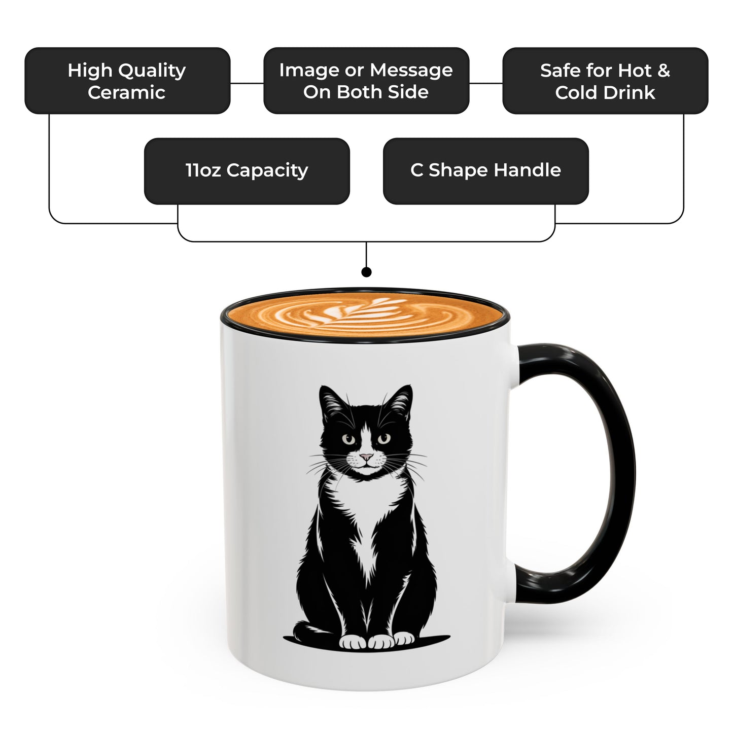 Tuxedo Cat Coffee Mug – Funny Cat Themed Cup for Women and Men – Ideal Birthday, Christmas Gift for Cat Lovers
