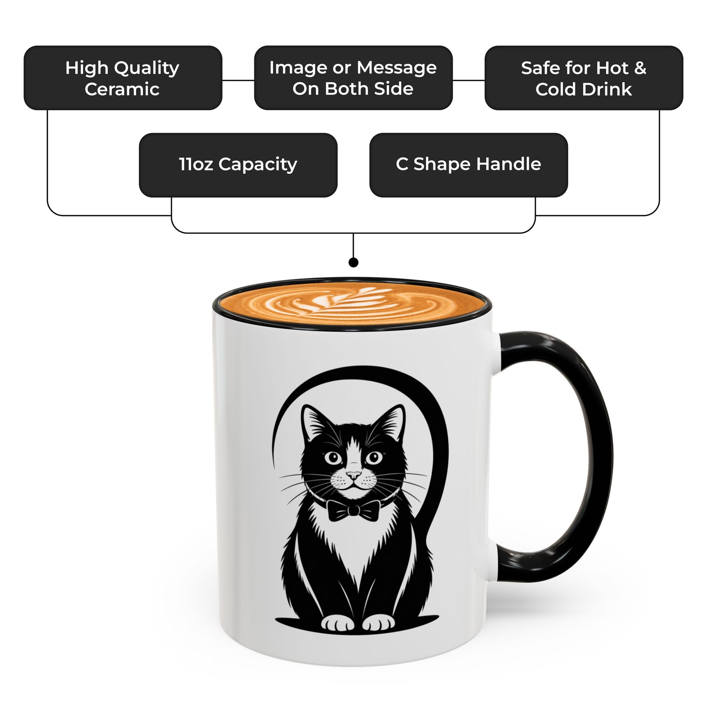 Tuxedo Cat Coffee Mug – Funny Black and White Cat Themed Cup for Women, Men, Friends, and Coworkers – Ideal Cat Lover Gift