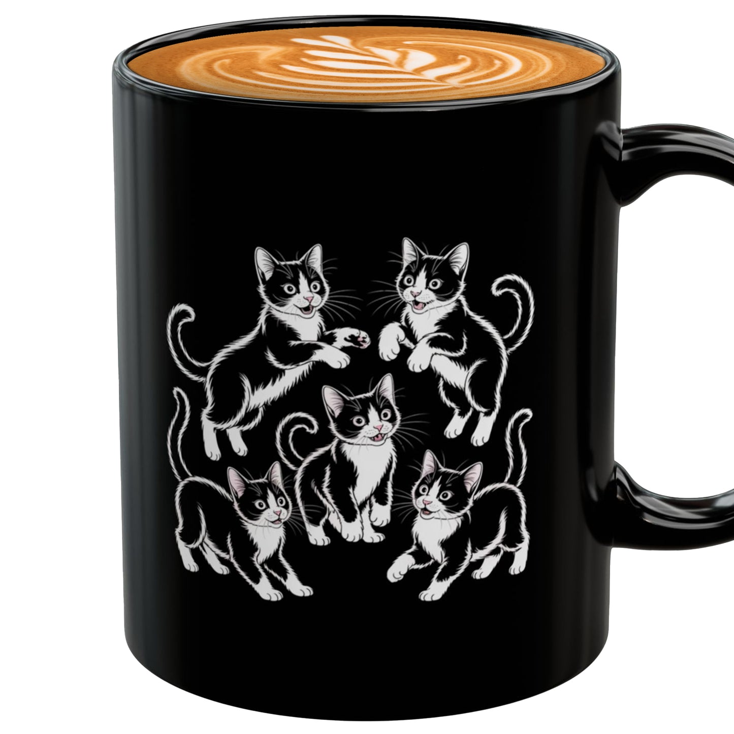 Tuxedo Cat Mug – Black White Tuxedo Cat Playful Postures – Mug for Cat Lover Women, Men, Friends, and Coworkers