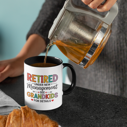 Retired Under New Management See Grandkids For Details - Accent Coffee Mug (11oz)