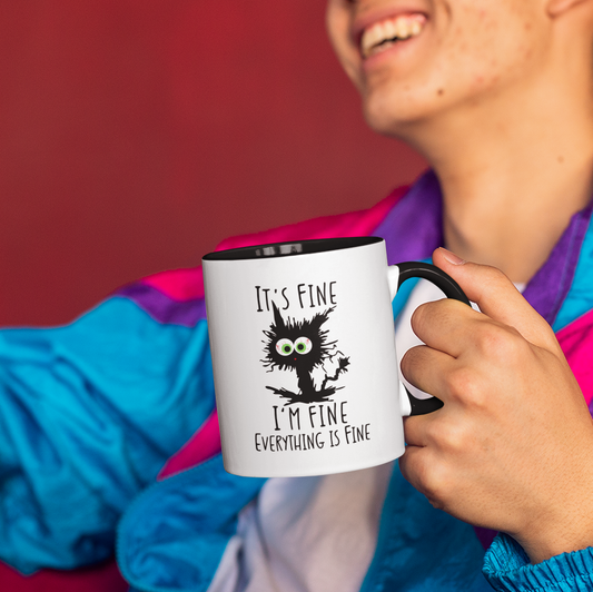 It’s Fine I’m Fine Everything Is Fine Mug – Funny Cat Gift