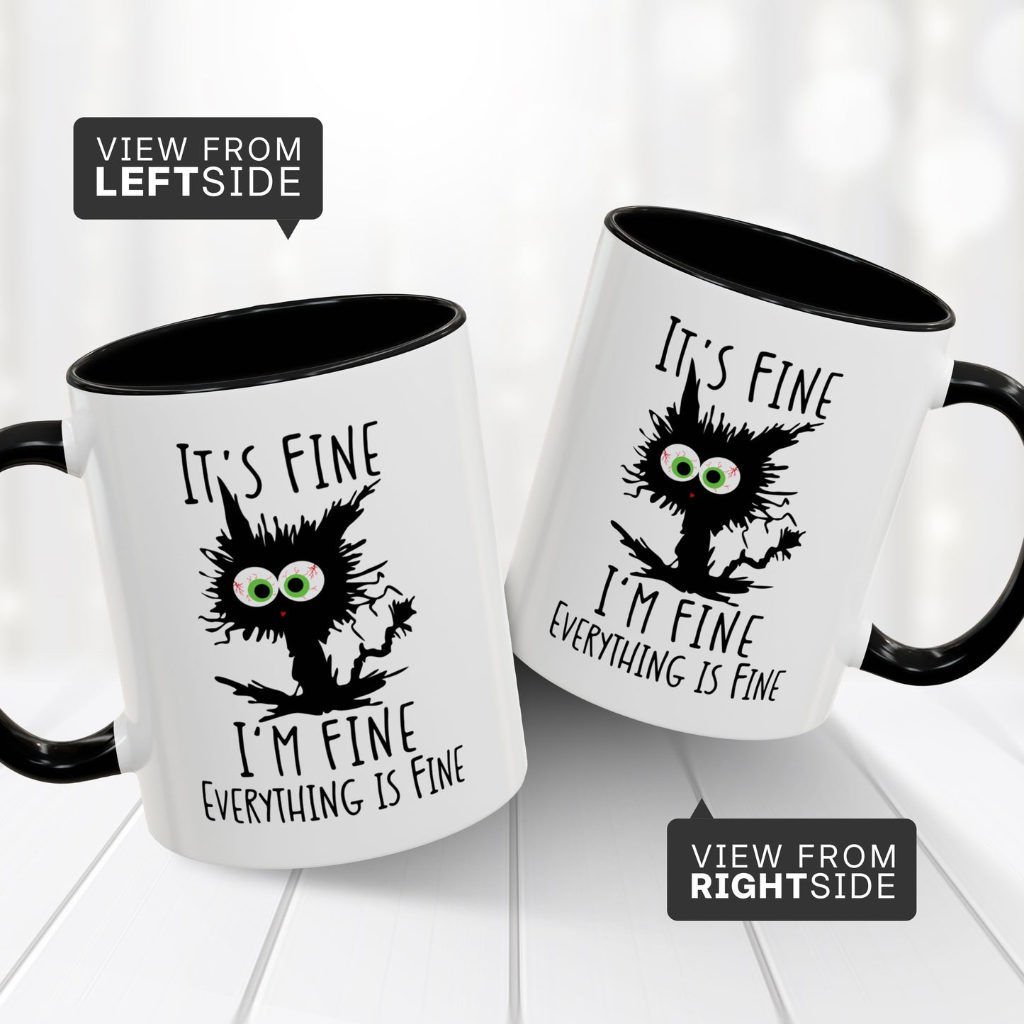 It’s Fine I’m Fine Everything Is Fine Mug – Funny Cat Gift