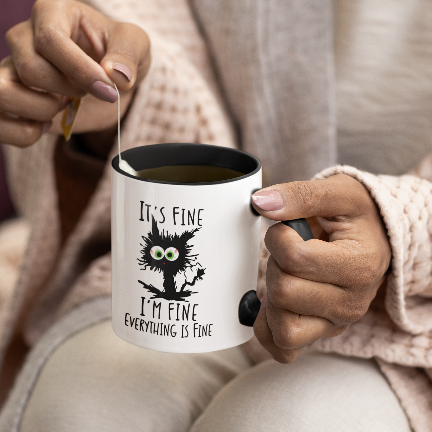 It’s Fine I’m Fine Everything Is Fine Mug – Funny Cat Gift