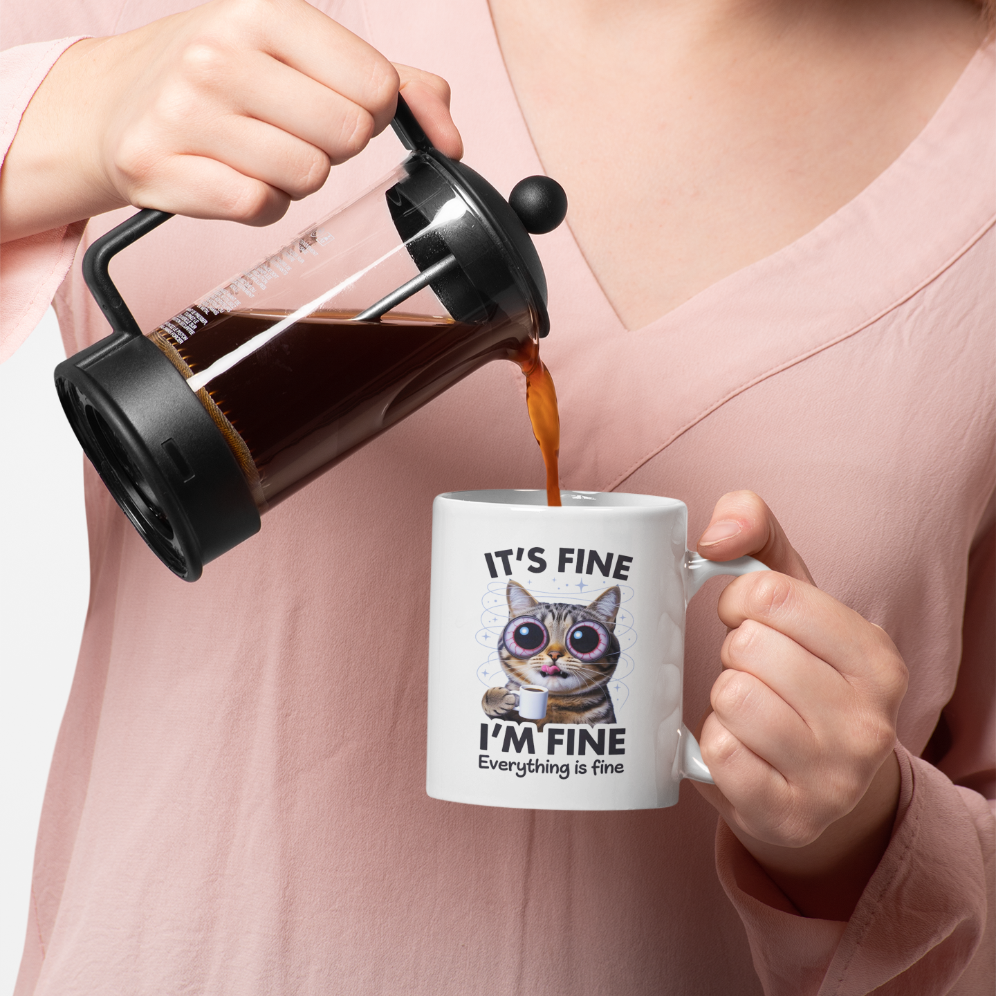 It’s Fine I’m Fine Everything Is Fine Mug – Funny Coffee Cup for Women & Men