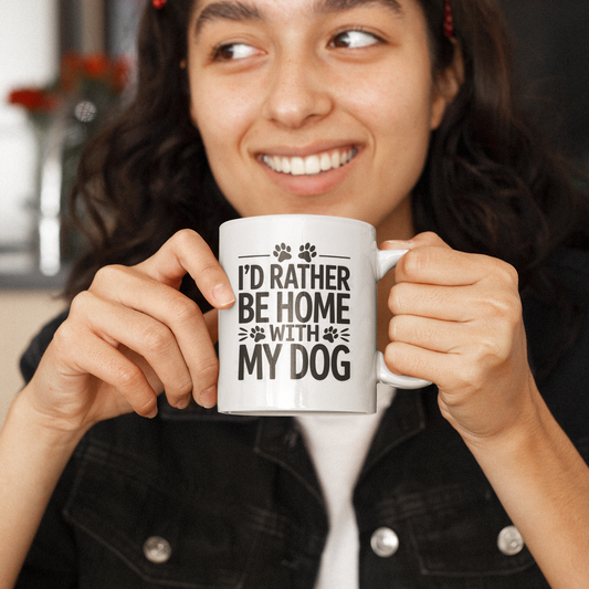 I’d Rather Be Home With My Dog Coffee Mug - Funny Dog Mom Ceramic Mug