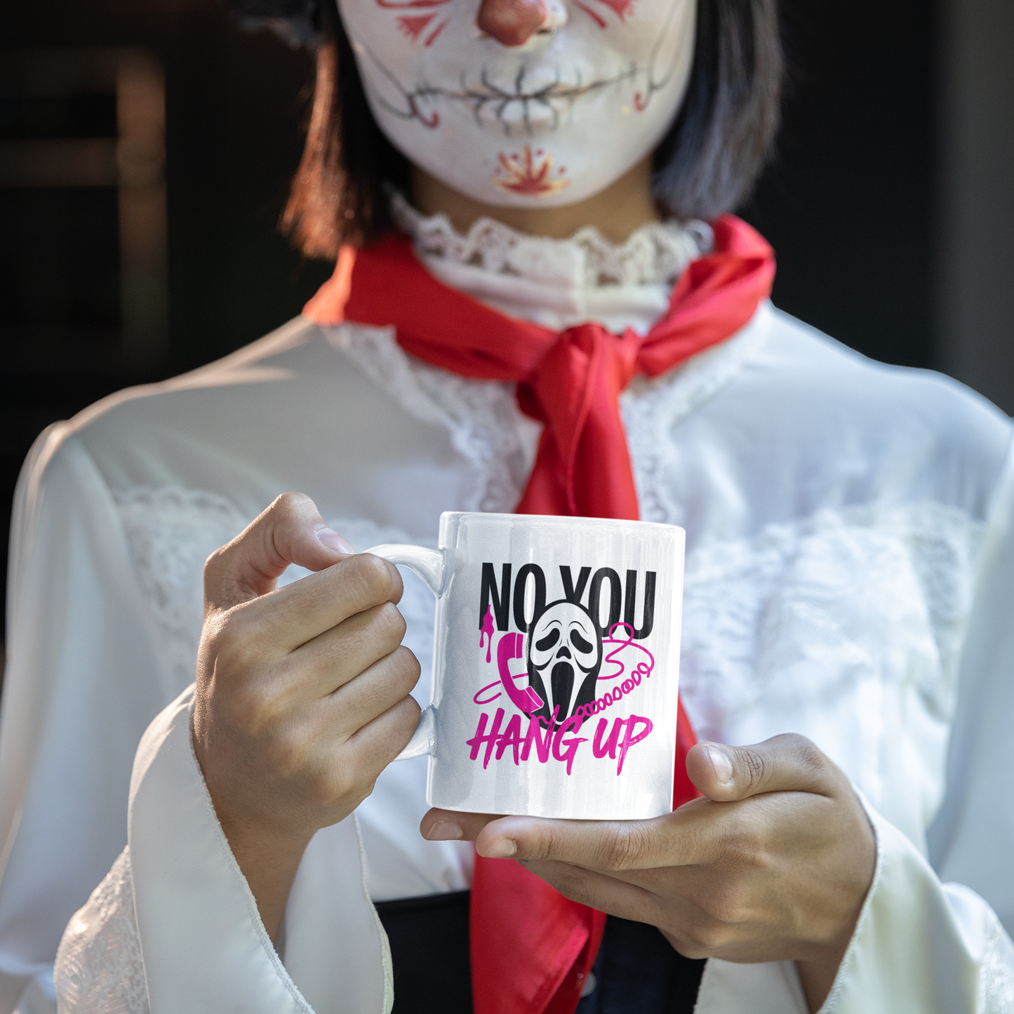Ghostface Halloween Mug – “No You Hang Up” Ghostface Design