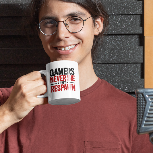 Gamers Never Die They Respawn Mug – Funny Gaming Coffee Cup Gift