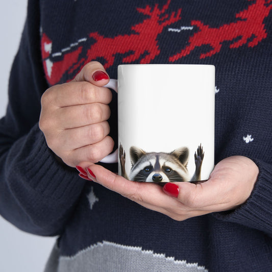Raccoon Hands Out Coffee Mug 11oz