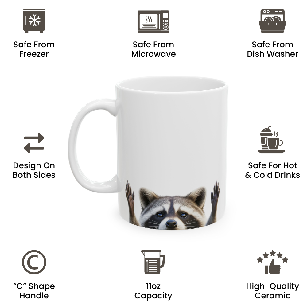 Raccoon Hands Out Coffee Mug 11oz