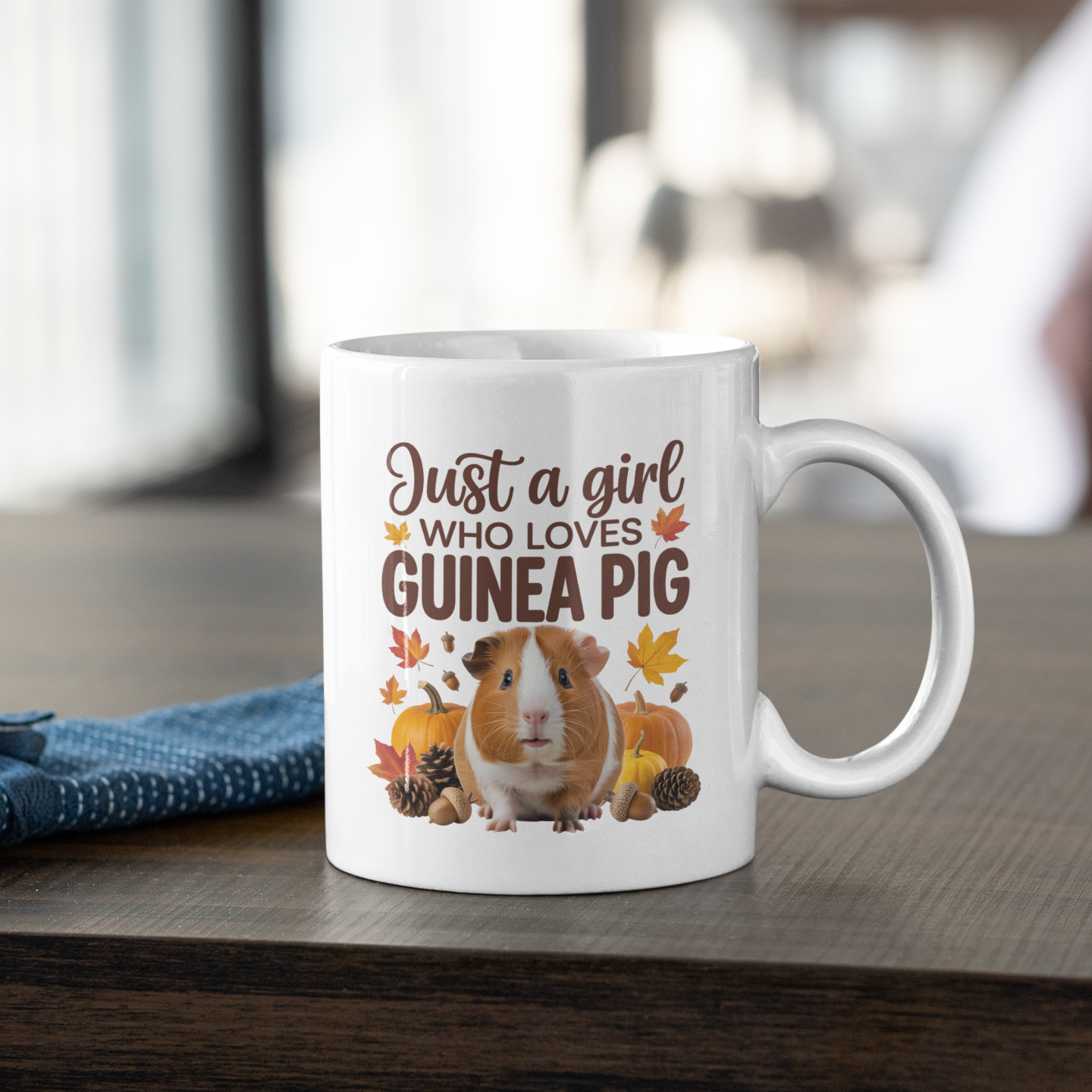 Pumpkin & Leaves Guinea Pig Coffee Cup