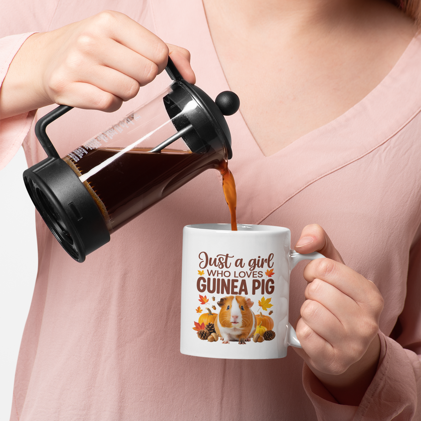 Pumpkin & Leaves Guinea Pig Coffee Cup