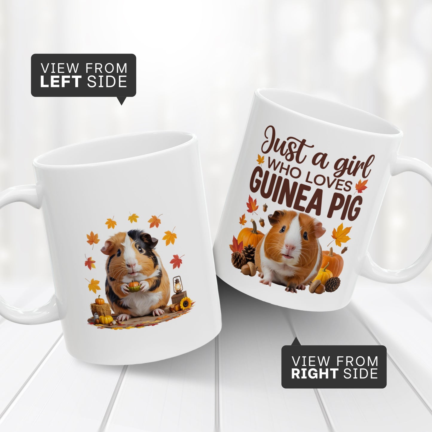 Pumpkin & Leaves Guinea Pig Coffee Cup