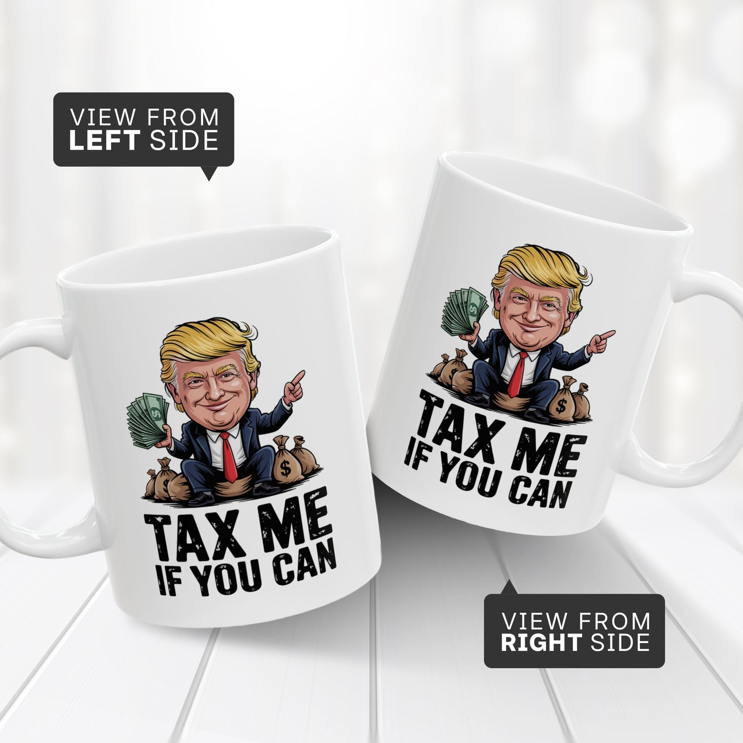 Trump Tax Collector Mug – Cartoon Satire Funny Coffee Cup 11oz
