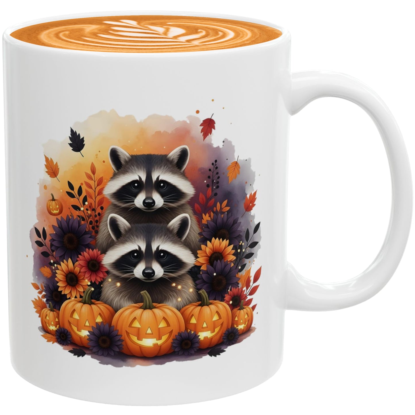 Fall Raccoon Coffee Mug 11oz – Cute Autumn & Halloween Cup