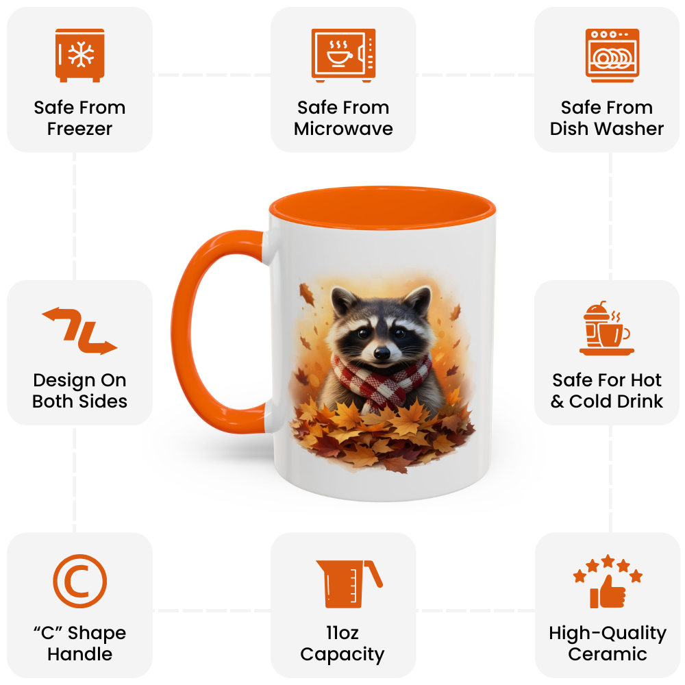 Two-Tone Orange Raccoon Mug – Fall & Thanksgiving Gift