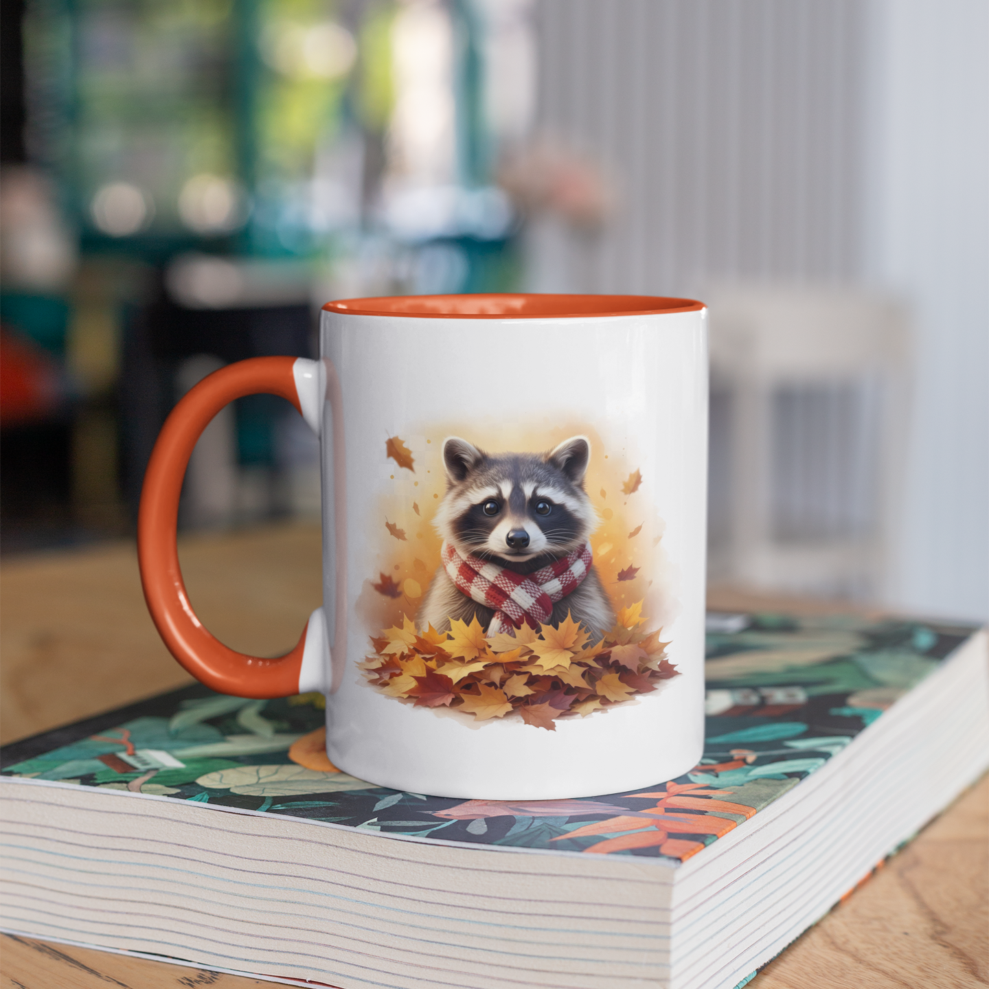 Two-Tone Orange Raccoon Mug – Fall & Thanksgiving Gift