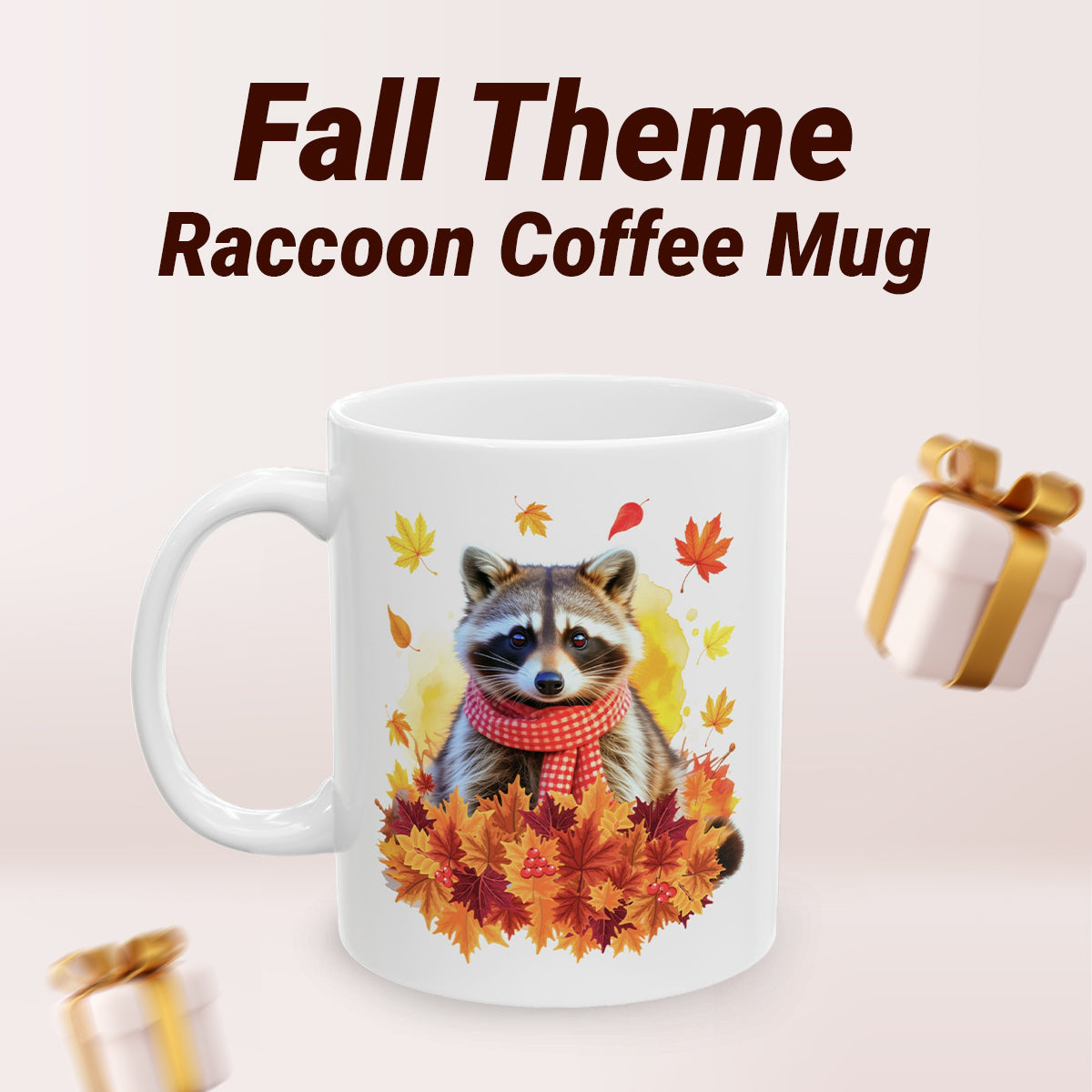 Raccoon Lover’s Fall Mug – Autumn Coffee Cup 11oz
