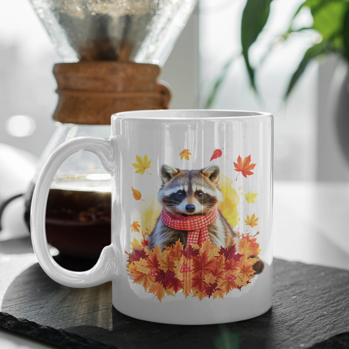 Raccoon Lover’s Fall Mug – Autumn Coffee Cup 11oz