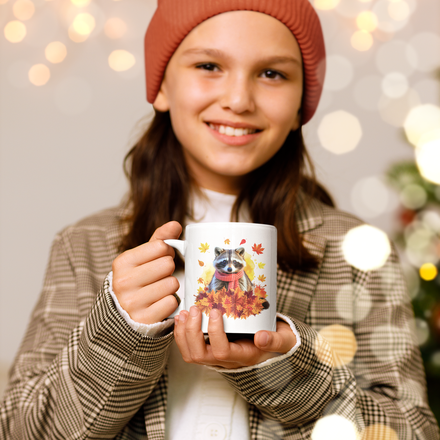 Raccoon Lover’s Fall Mug – Autumn Coffee Cup 11oz