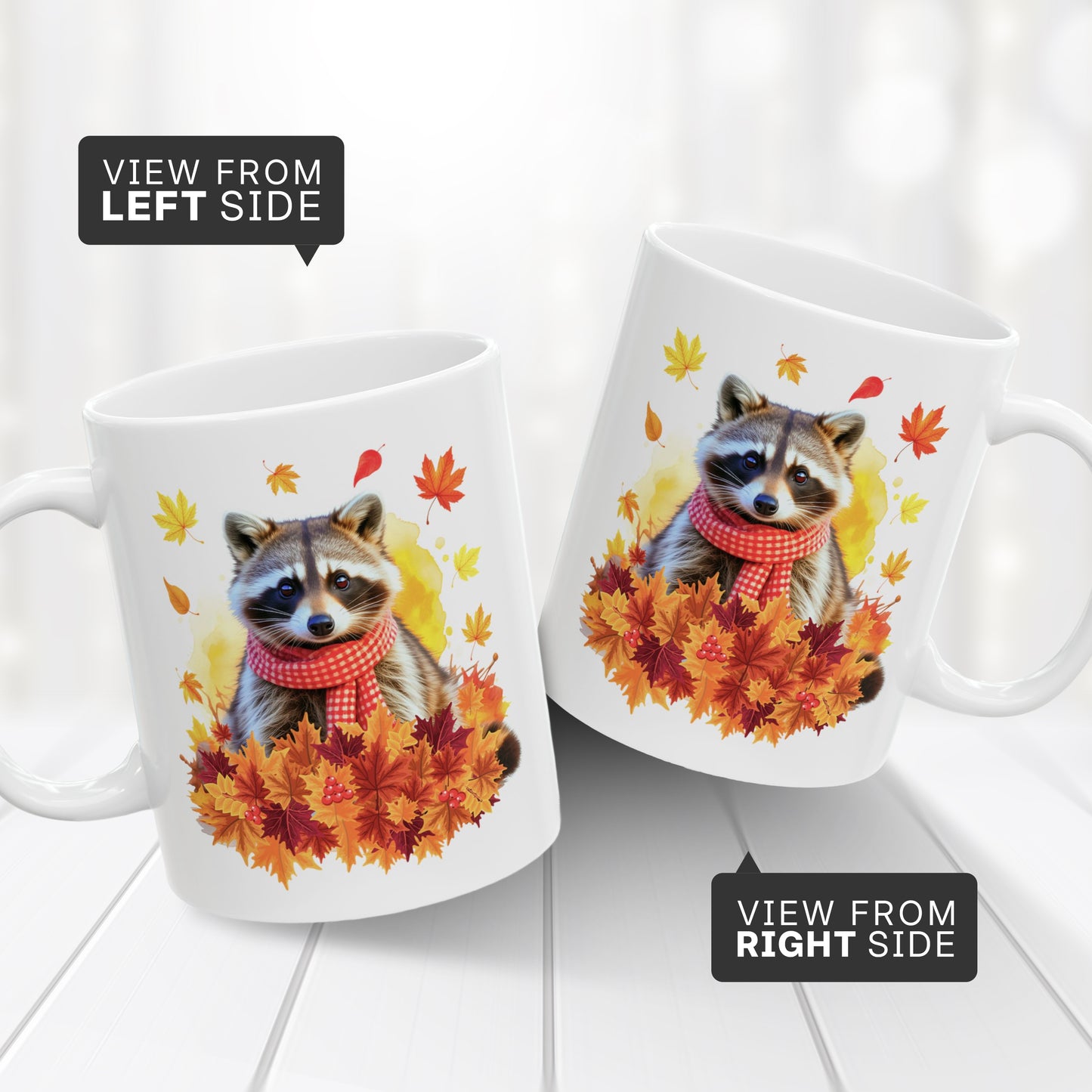 Raccoon Lover’s Fall Mug – Autumn Coffee Cup 11oz