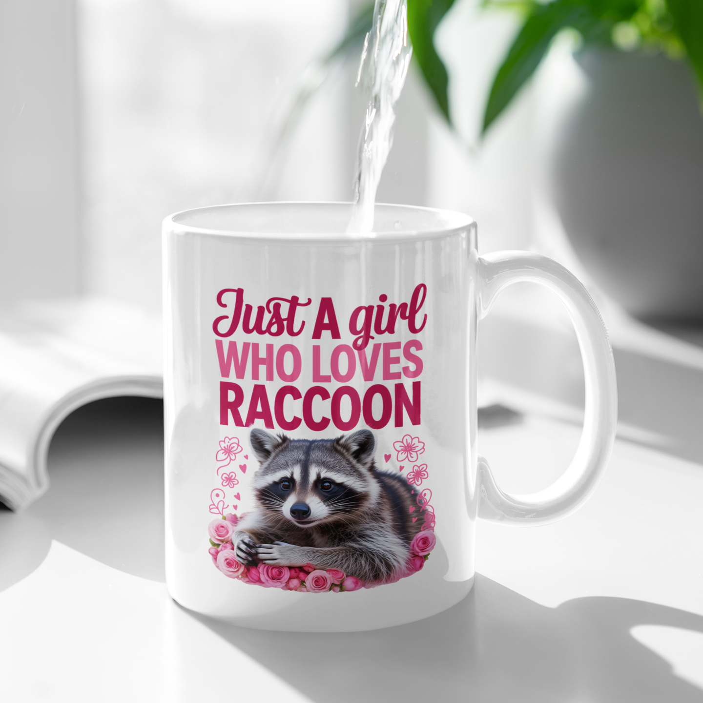 Just a Girl Who Loves Raccoons Mug – Cute Coffee Cup for Women