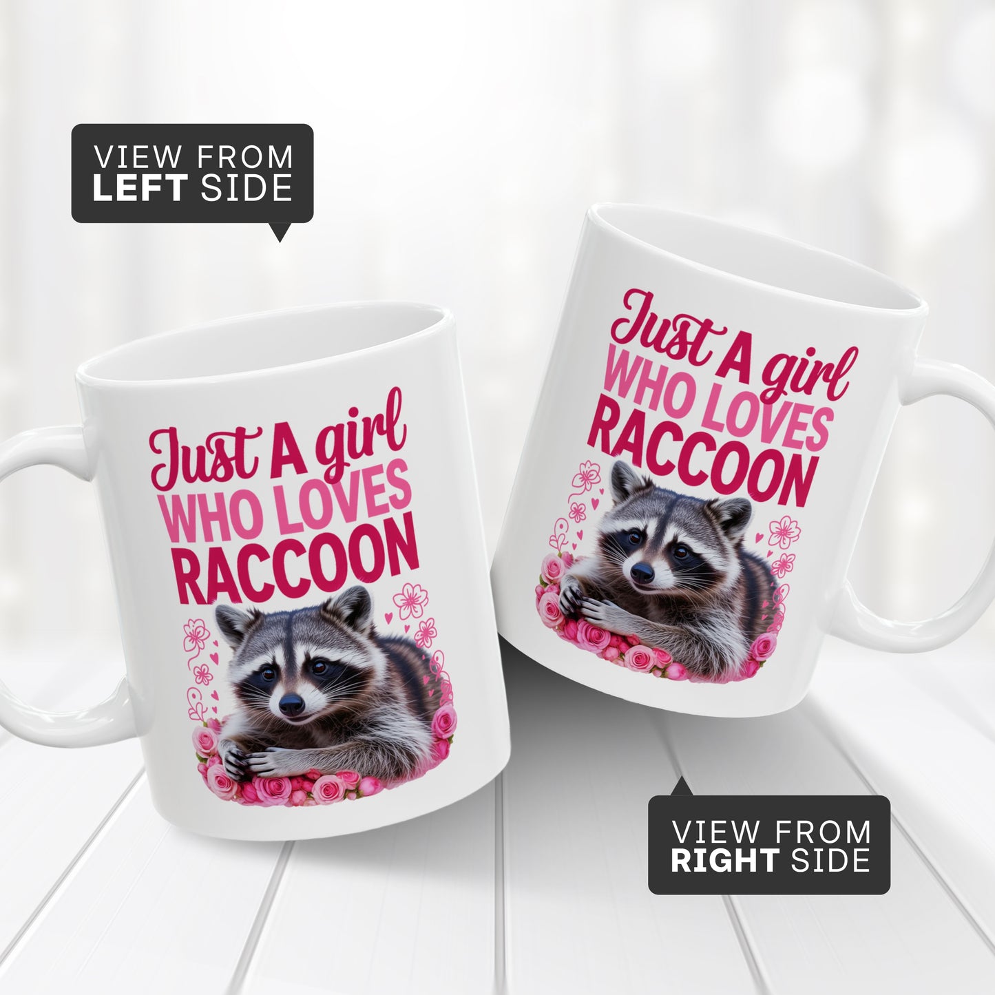 Just a Girl Who Loves Raccoons Mug – Cute Coffee Cup for Women
