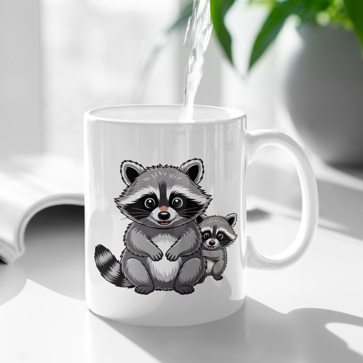 Crazy Raccoon Lady Coffee Cup – Cute Ceramic Mug 11oz