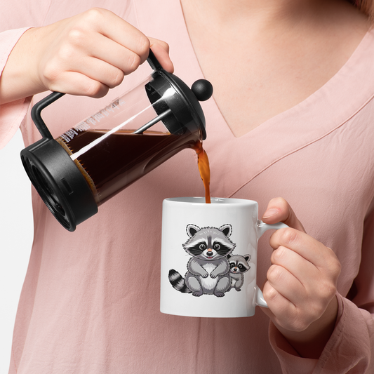 Crazy Raccoon Lady Coffee Cup – Cute Ceramic Mug 11oz