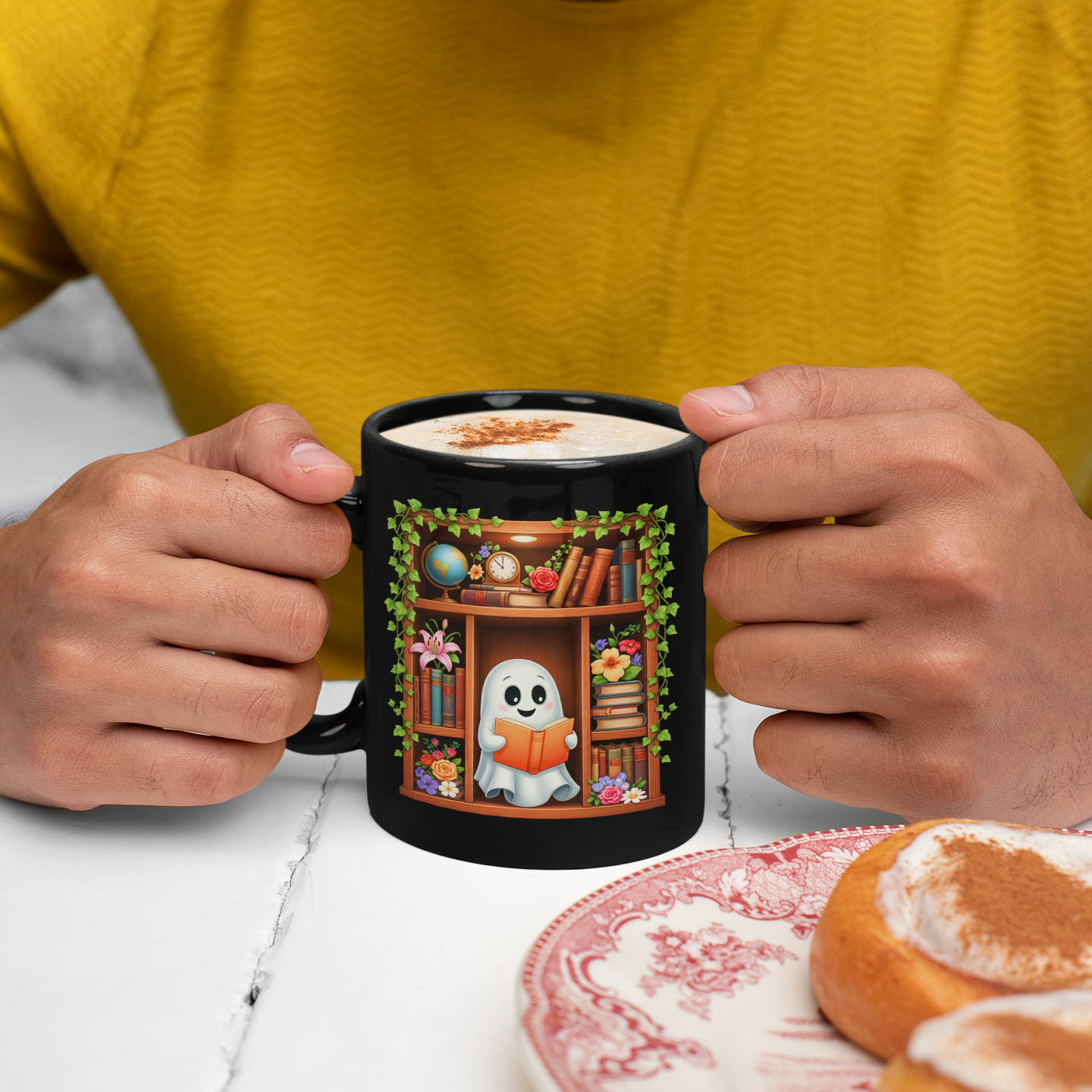 Cute Ghost Reading Mug – “Just One More Chapter” Coffee Cup 11oz