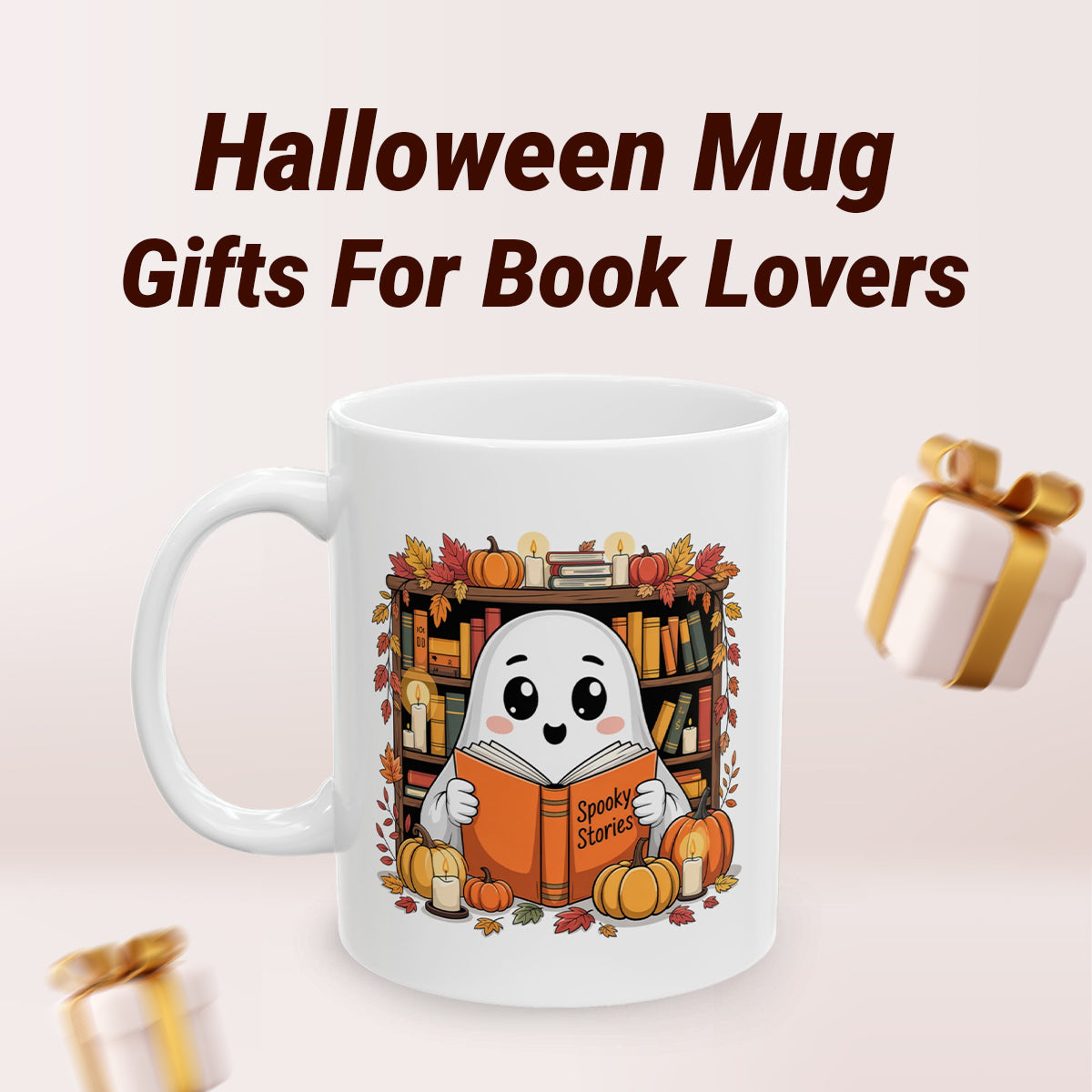 Book Lover Ghost Mug – Funny Spooky Reading Coffee Cup