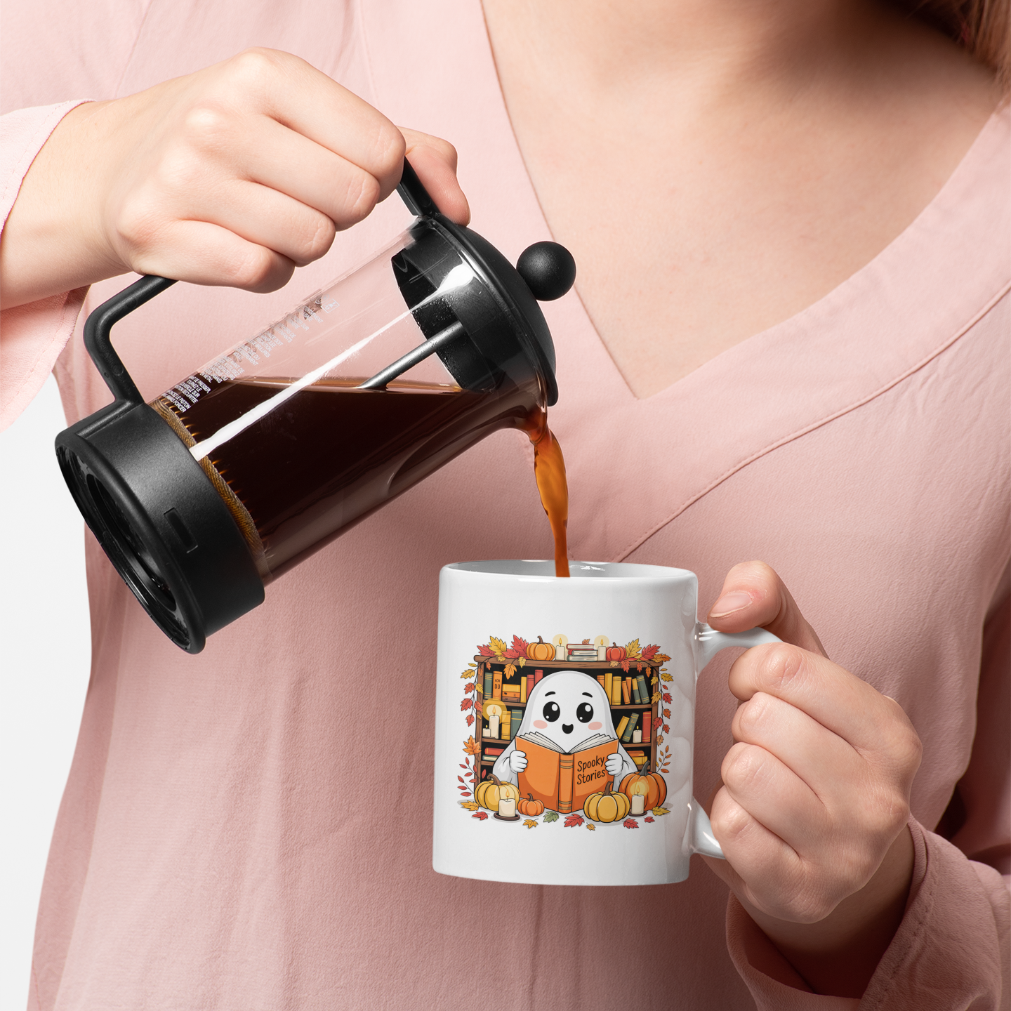 Book Lover Ghost Mug – Funny Spooky Reading Coffee Cup