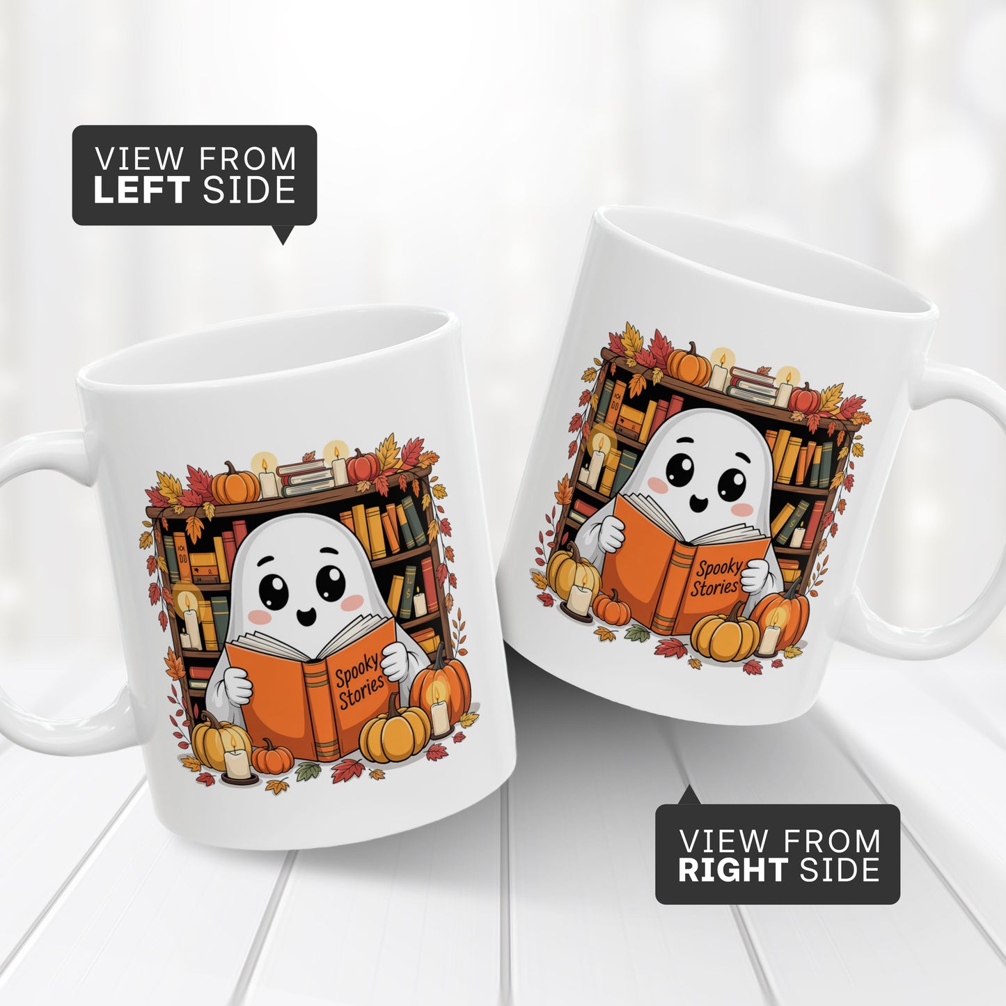 Book Lover Ghost Mug – Funny Spooky Reading Coffee Cup