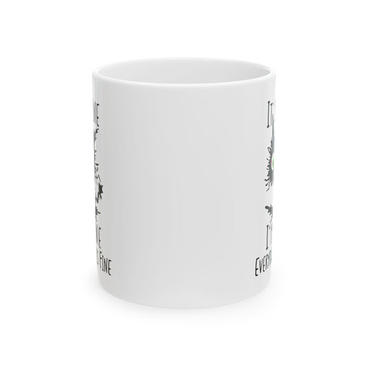 It’s Fine I’m Fine Everything Is Fine Mug – Cute Black Cat Coffee Cup