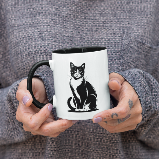 Tuxedo Cat Mug – Cat Lover Coffee Mug – Funny Black and White Cat Themed Cup for Women, Men, Wife, Husband, or Friend