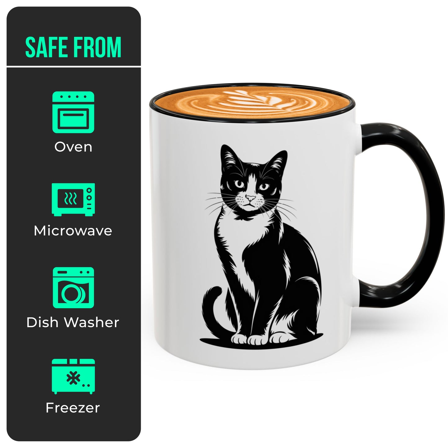 Tuxedo Cat Mug – Cat Lover Coffee Mug – Funny Black and White Cat Themed Cup for Women, Men, Wife, Husband, or Friend